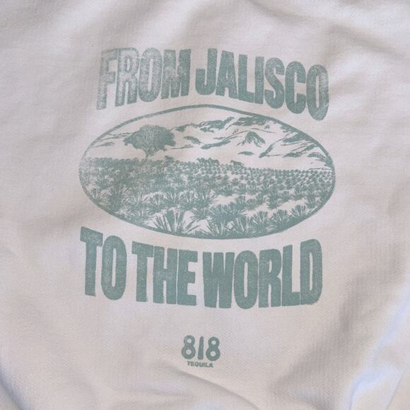 CHERRY LOS ANGELES x 818 TEQUILA Cream Crewneck Sweatshirt with Teal Print - Picture 2 of 11